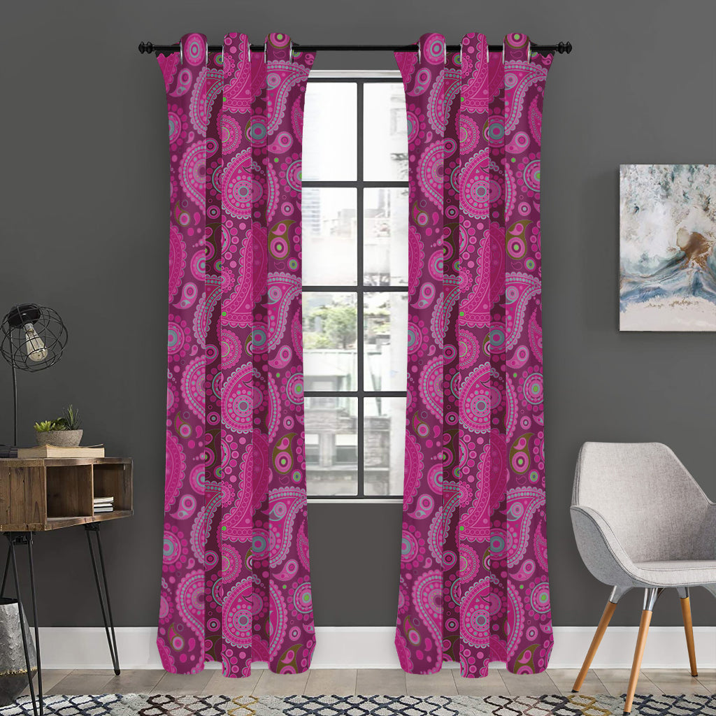 Pink Paisley Pattern Print Curtain