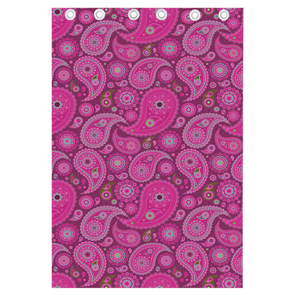 Pink Paisley Pattern Print Curtain