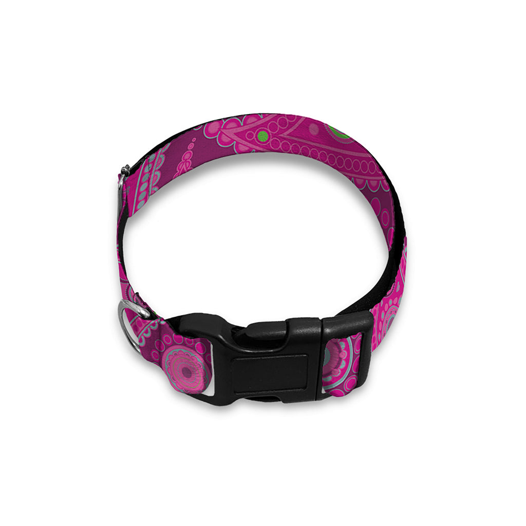 Pink Paisley Pattern Print Dog Collar