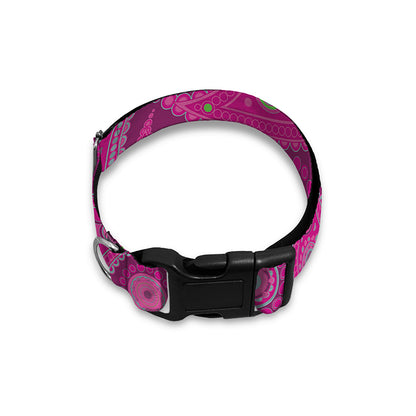Pink Paisley Pattern Print Dog Collar