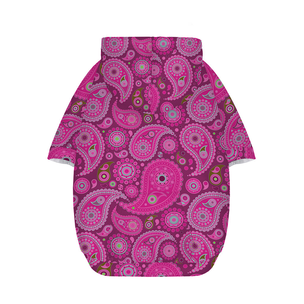 Pink Paisley Pattern Print Dog Zip Up Hoodie