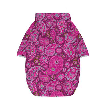 Pink Paisley Pattern Print Dog Zip Up Hoodie