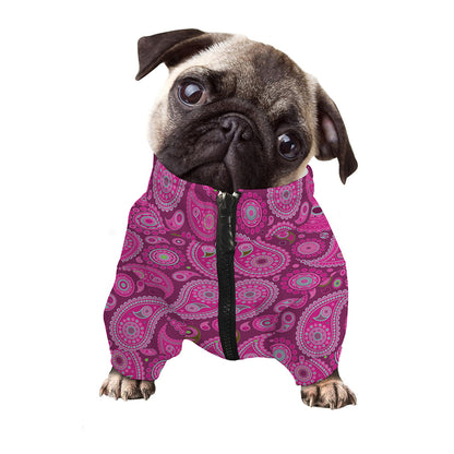 Pink Paisley Pattern Print Dog Zip Up Jacket
