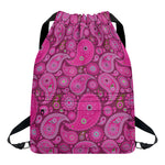 Pink Paisley Pattern Print Drawstring Backpack