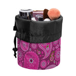 Pink Paisley Pattern Print Drawstring Makeup Bag