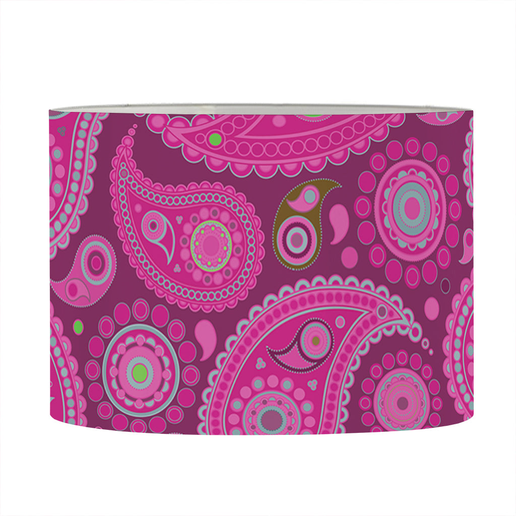 Pink Paisley Pattern Print Drum Lamp Shade