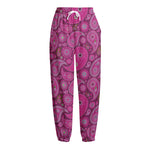 Pink Paisley Pattern Print Fleece Lined Knit Pants