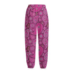 Pink Paisley Pattern Print Fleece Lined Knit Pants