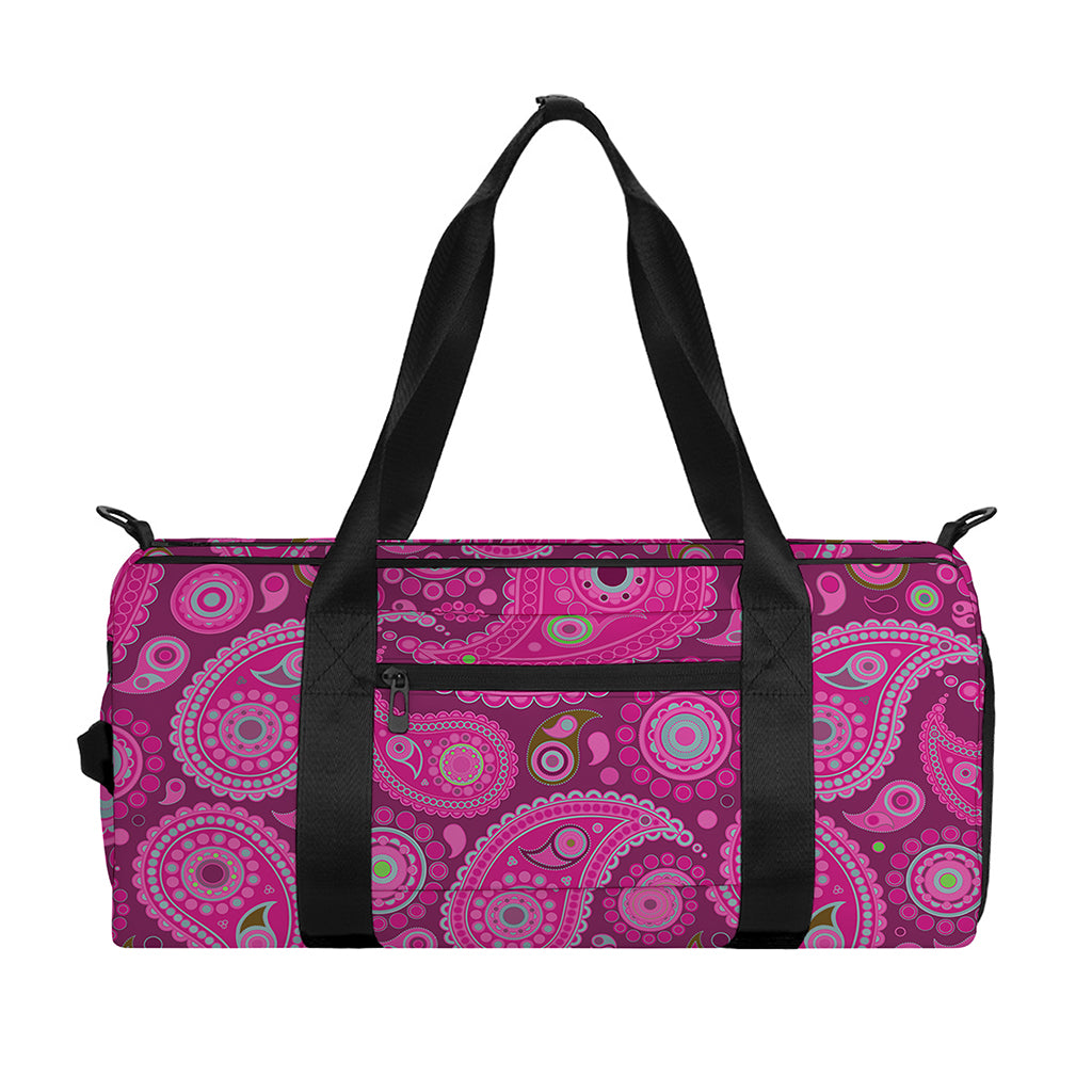 Pink Paisley Pattern Print Gym Bag