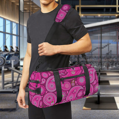 Pink Paisley Pattern Print Gym Bag