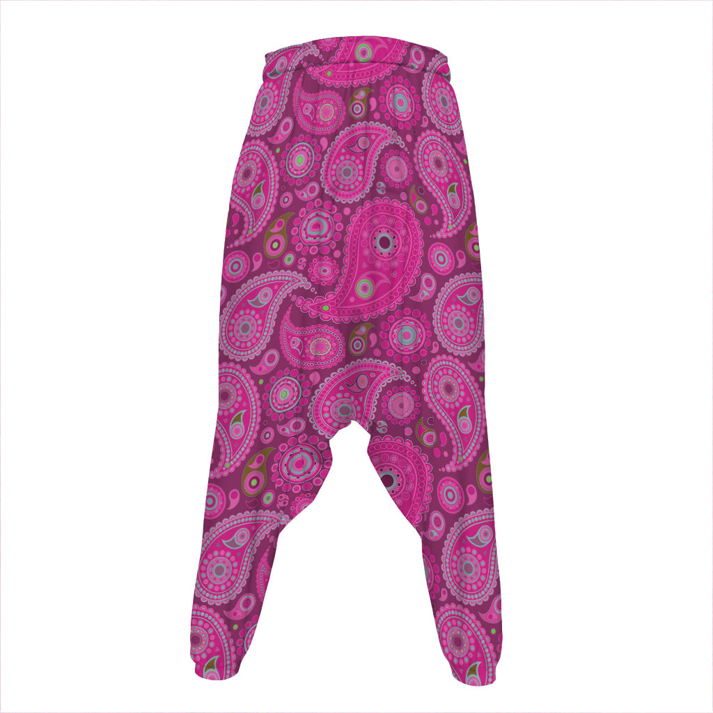 Pink Paisley Pattern Print Hammer Pants