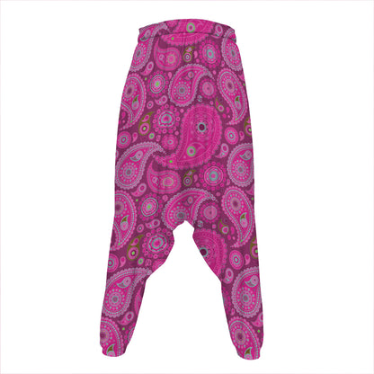 Pink Paisley Pattern Print Hammer Pants