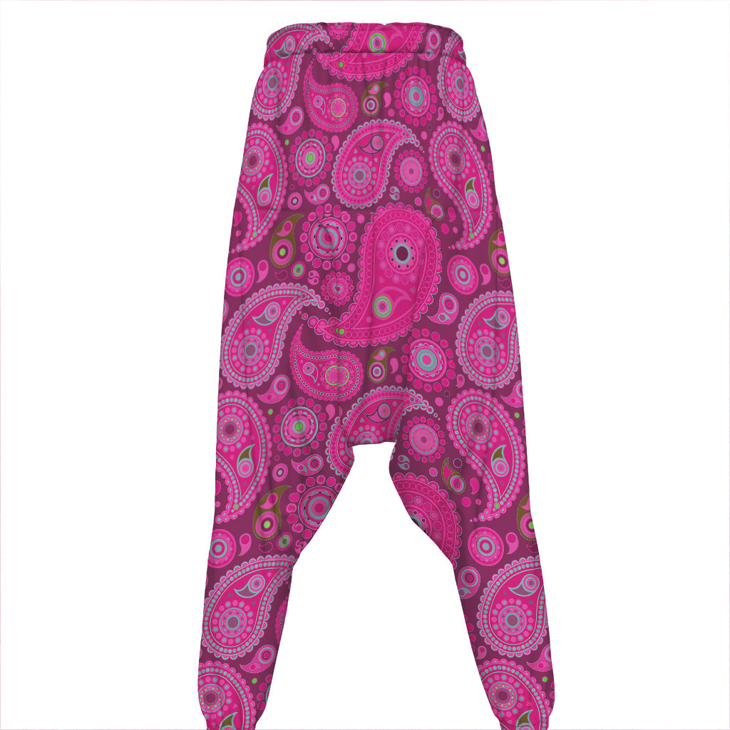 Pink Paisley Pattern Print Hammer Pants