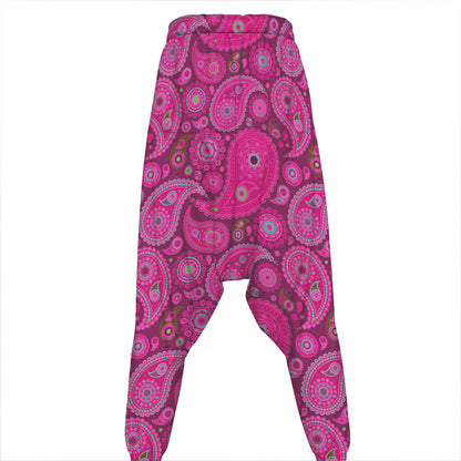 Pink Paisley Pattern Print Hammer Pants