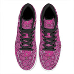 Pink Paisley Pattern Print High Top Leather Sneakers