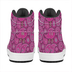 Pink Paisley Pattern Print High Top Leather Sneakers
