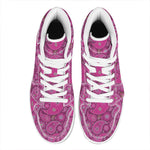 Pink Paisley Pattern Print High Top Leather Sneakers