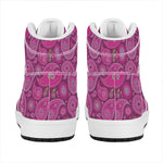 Pink Paisley Pattern Print High Top Leather Sneakers