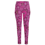 Pink Paisley Pattern Print High-Waisted Pocket Leggings