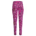 Pink Paisley Pattern Print High-Waisted Pocket Leggings