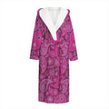 Pink Paisley Pattern Print Hooded Bathrobe