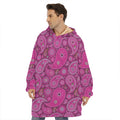 Pink Paisley Pattern Print Hoodie Blanket