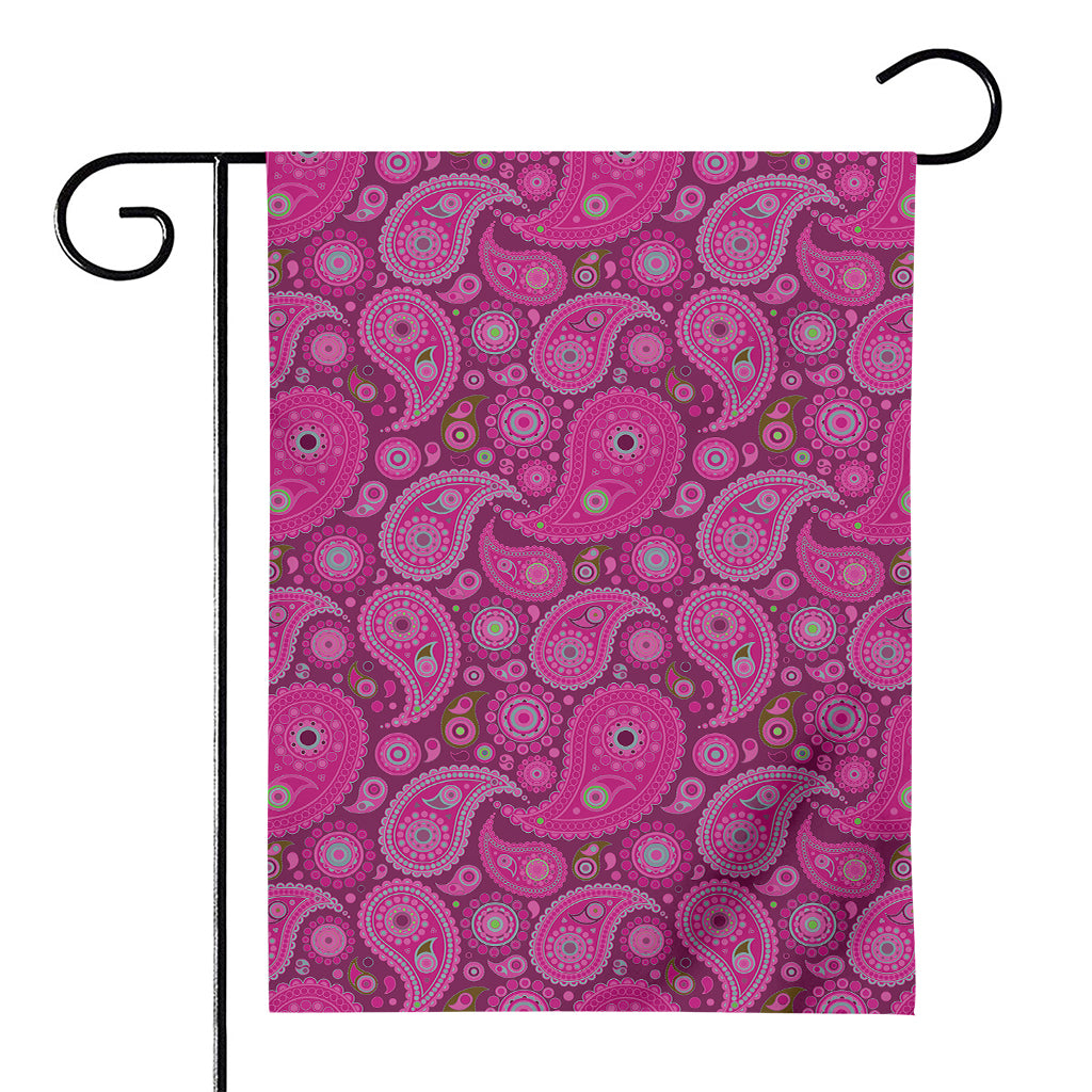Pink Paisley Pattern Print House Flag