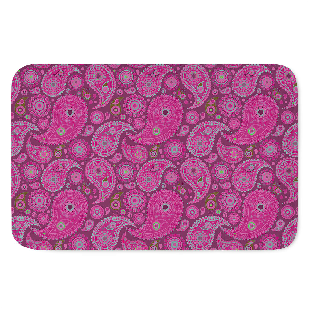 Pink Paisley Pattern Print Indoor Door Mat