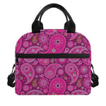 Pink Paisley Pattern Print Insulated Lunch Bag