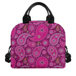 Pink Paisley Pattern Print Insulated Lunch Bag