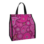 Pink Paisley Pattern Print Insulated Lunch Tote