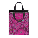 Pink Paisley Pattern Print Insulated Lunch Tote