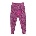 Pink Paisley Pattern Print Jogger Pants