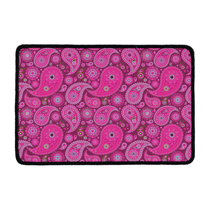 Pink Paisley Pattern Print Kitchen Mat
