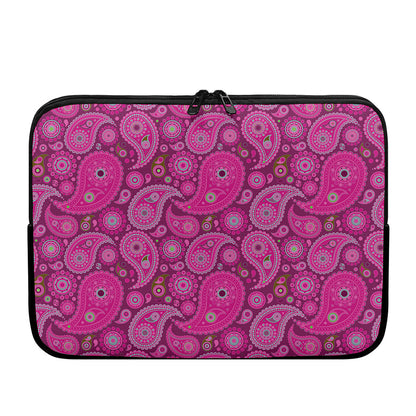 Pink Paisley Pattern Print Laptop Sleeve