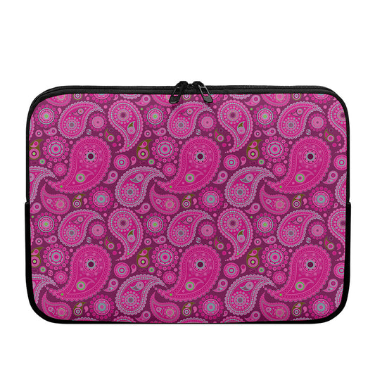 Pink Paisley Pattern Print Laptop Sleeve