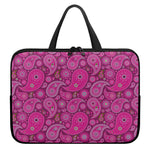 Pink Paisley Pattern Print Laptop Sleeve With Handle