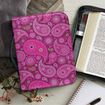 Pink Paisley Pattern Print Leather Bible Cover