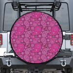 Pink Paisley Pattern Print Leather Spare Tire Cover