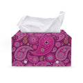Pink Paisley Pattern Print Leather Tissue Box Cover