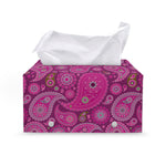Pink Paisley Pattern Print Leather Tissue Box Cover