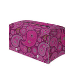 Pink Paisley Pattern Print Leather Tissue Box Cover