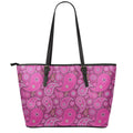 Pink Paisley Pattern Print Leather Tote Bag With Zipper