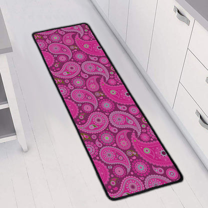 Pink Paisley Pattern Print Long Kitchen Mat