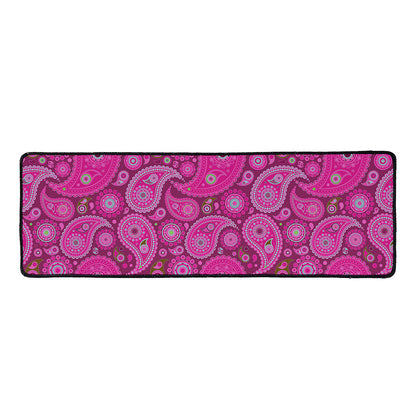 Pink Paisley Pattern Print Long Kitchen Mat