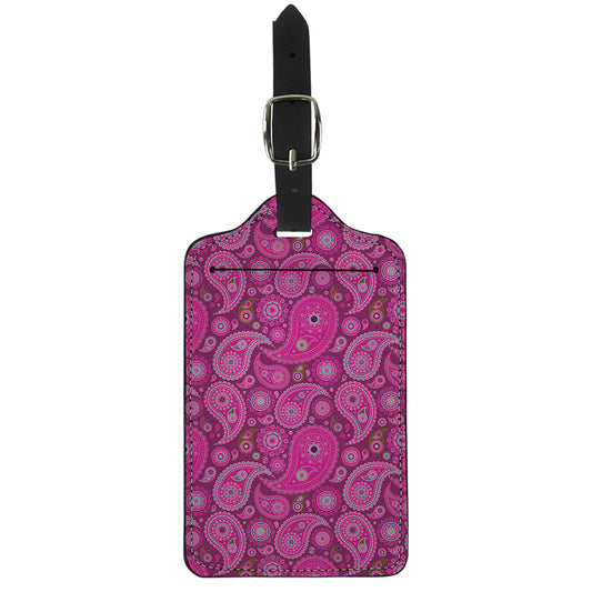 Pink Paisley Pattern Print Luggage Tag