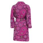 Pink Paisley Pattern Print Men's Bathrobe