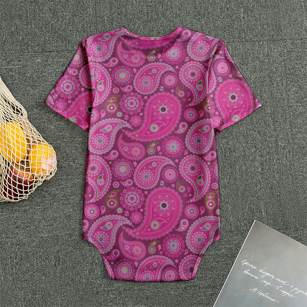 Pink Paisley Pattern Print Men's Bodysuit