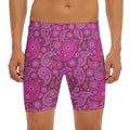 Pink Paisley Pattern Print Men's Long Boxer Briefs