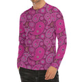 Pink Paisley Pattern Print Men's Long Sleeve Rash Guard